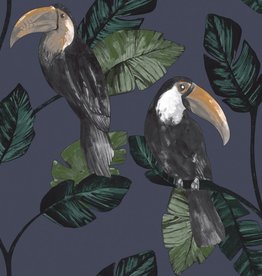 Dutch Wallcoverings Dutch First Class Amazonia behang Tiki Navy 91343