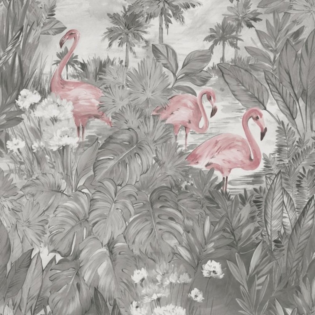 Dutch Wallcoverings Dutch First Class Amazonia behang Sarasota Grey Pink 91261