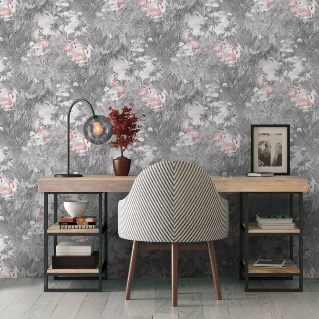 Dutch Wallcoverings Dutch First Class Amazonia behang Sarasota Grey Pink 91261