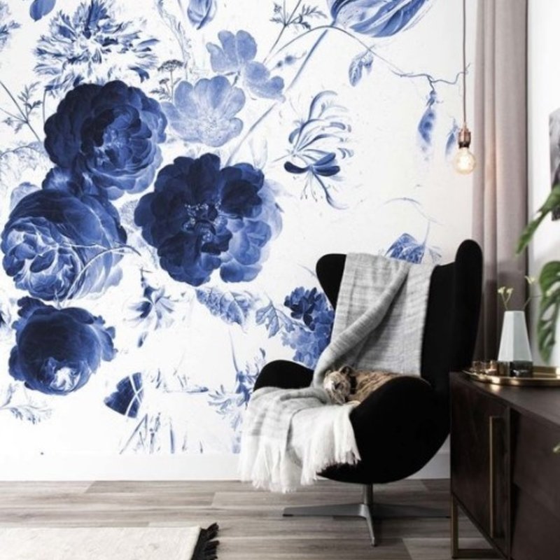 Kek Amsterdam KEK Amsterdam Book I Wall Mural Royal Blue Flowers WP-207