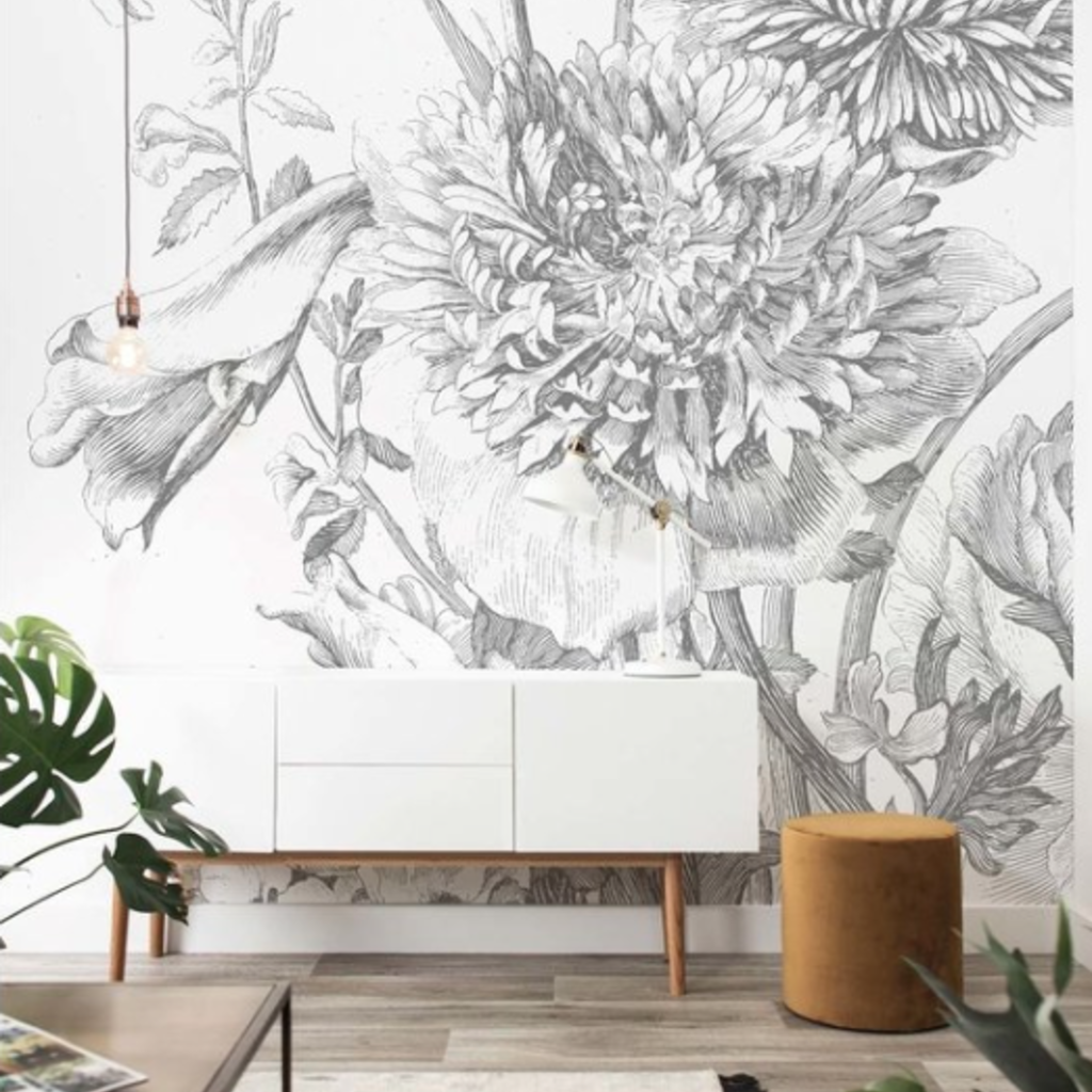 Kek Amsterdam KEK Amsterdam Book I Wall Mural Engraved Flowers WP-672