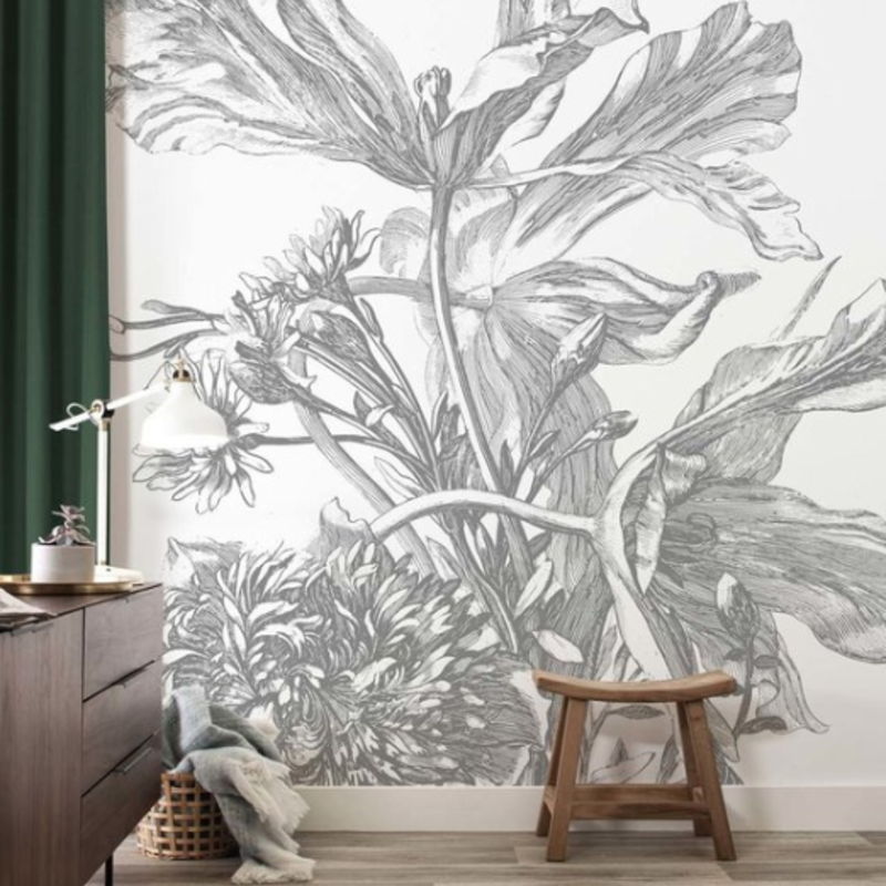 Kek Amsterdam KEK Amsterdam Book I Wall Mural Engraved Flowers WP-671