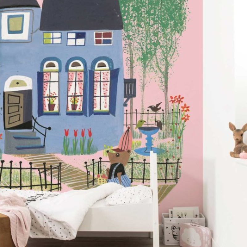 Kek Amsterdam KEK Amsterdam Kids Wallpaper Mural Fiep Westendorp Bear with Blue House WS-043