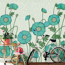 Eijffinger Eijffinger Rice 2 Wallpower 383610 Poppies Turquoise