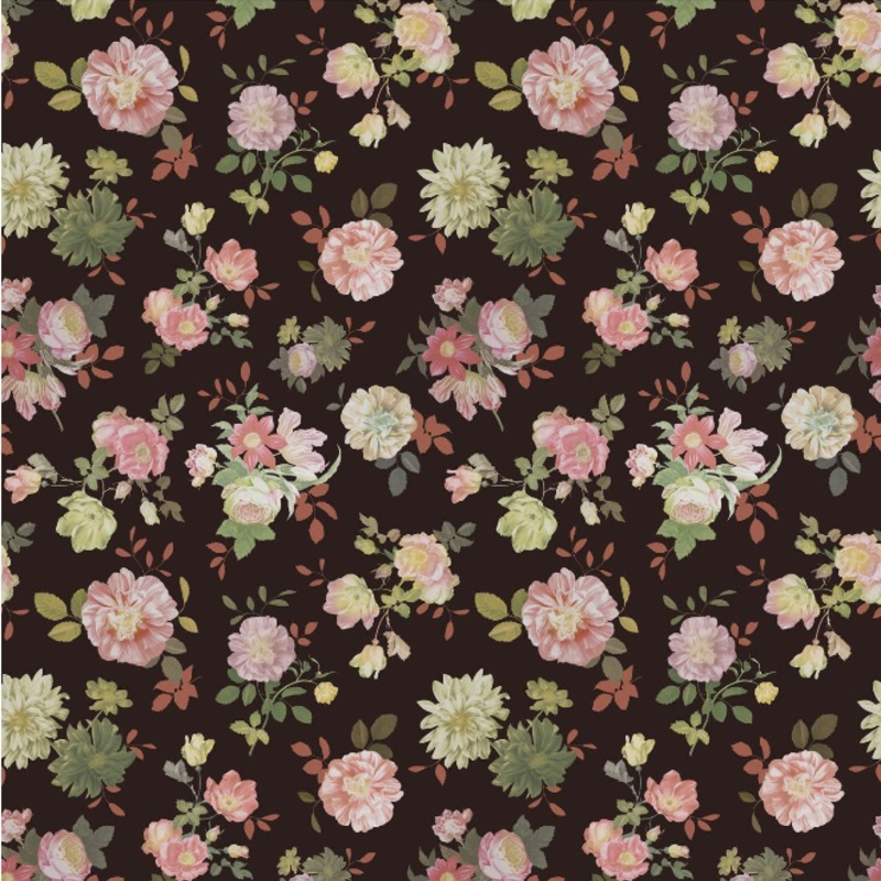 Eijffinger Eijffinger Rice 2 Wallpower 383612 Vintage Flowers Black