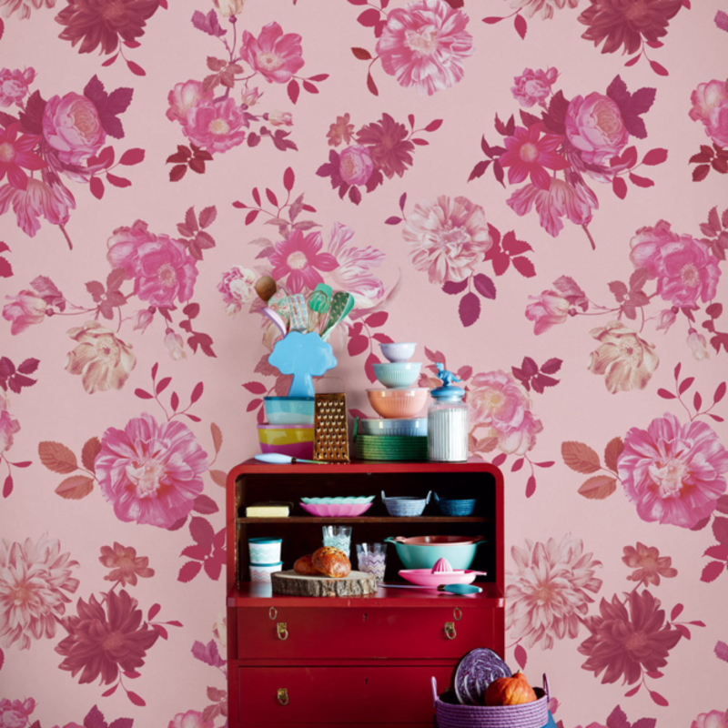 Eijffinger Eijffinger Rice 2 Wallpower 383614 Vintage Flowers Pink