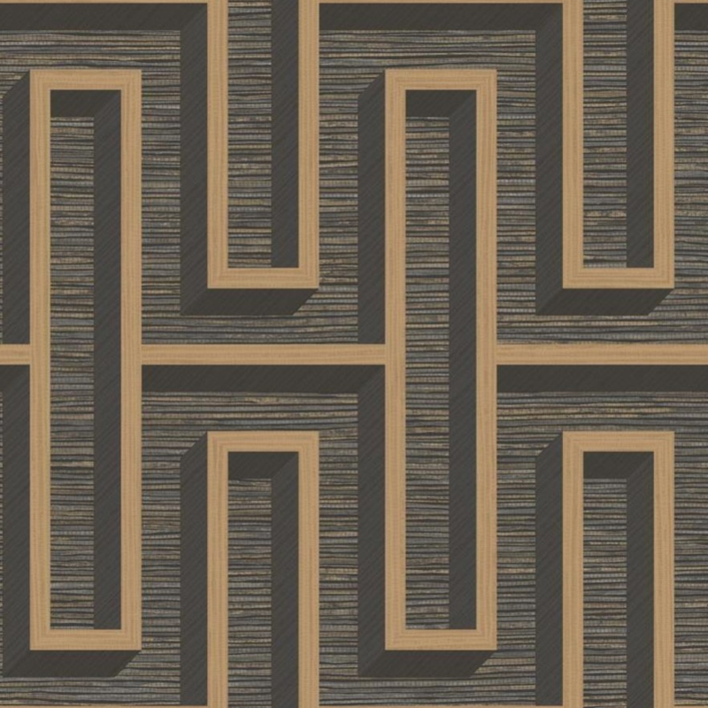 Dutch Wallcoverings Dutch First Class Arber behang Henley Charcoal/Gold DL26722