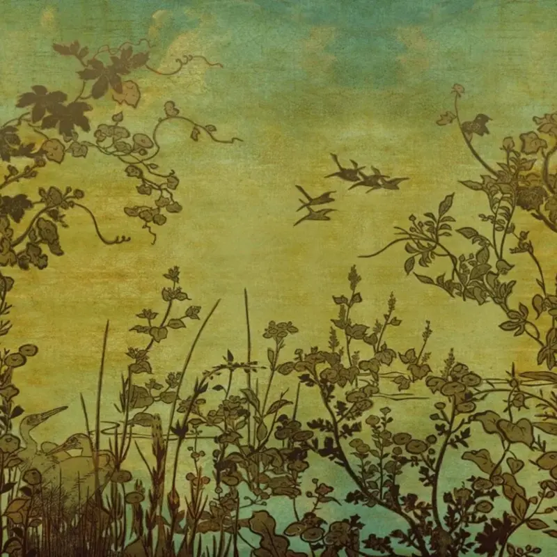 Eijffinger Eijffinger Emerald Wallpower Cranes at Dawn Gold 333470