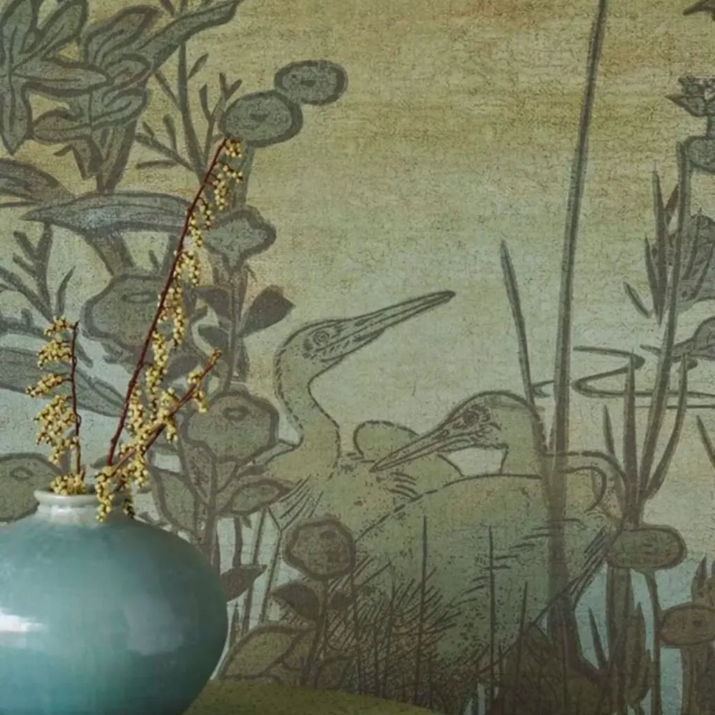 Eijffinger Eijffinger Emerald Wallpower Cranes at Dawn Blue 333471