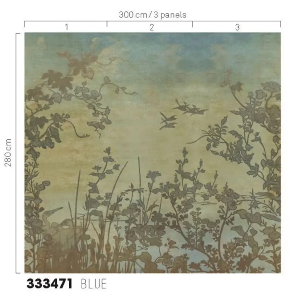 Eijffinger Eijffinger Emerald Wallpower Cranes at Dawn Blue 333471