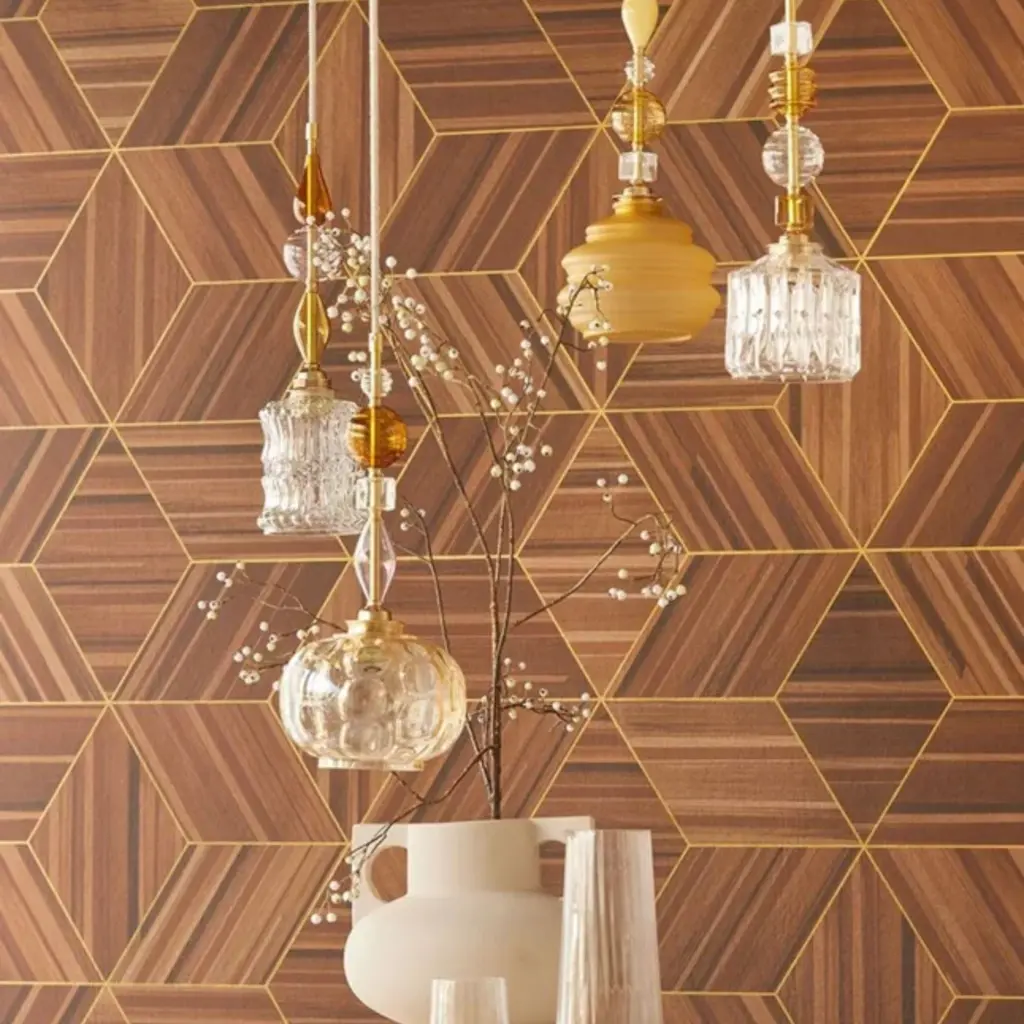 Eijffinger Eijffinger Gilded Wallpower Veneer Diamonds Mahognany 340181