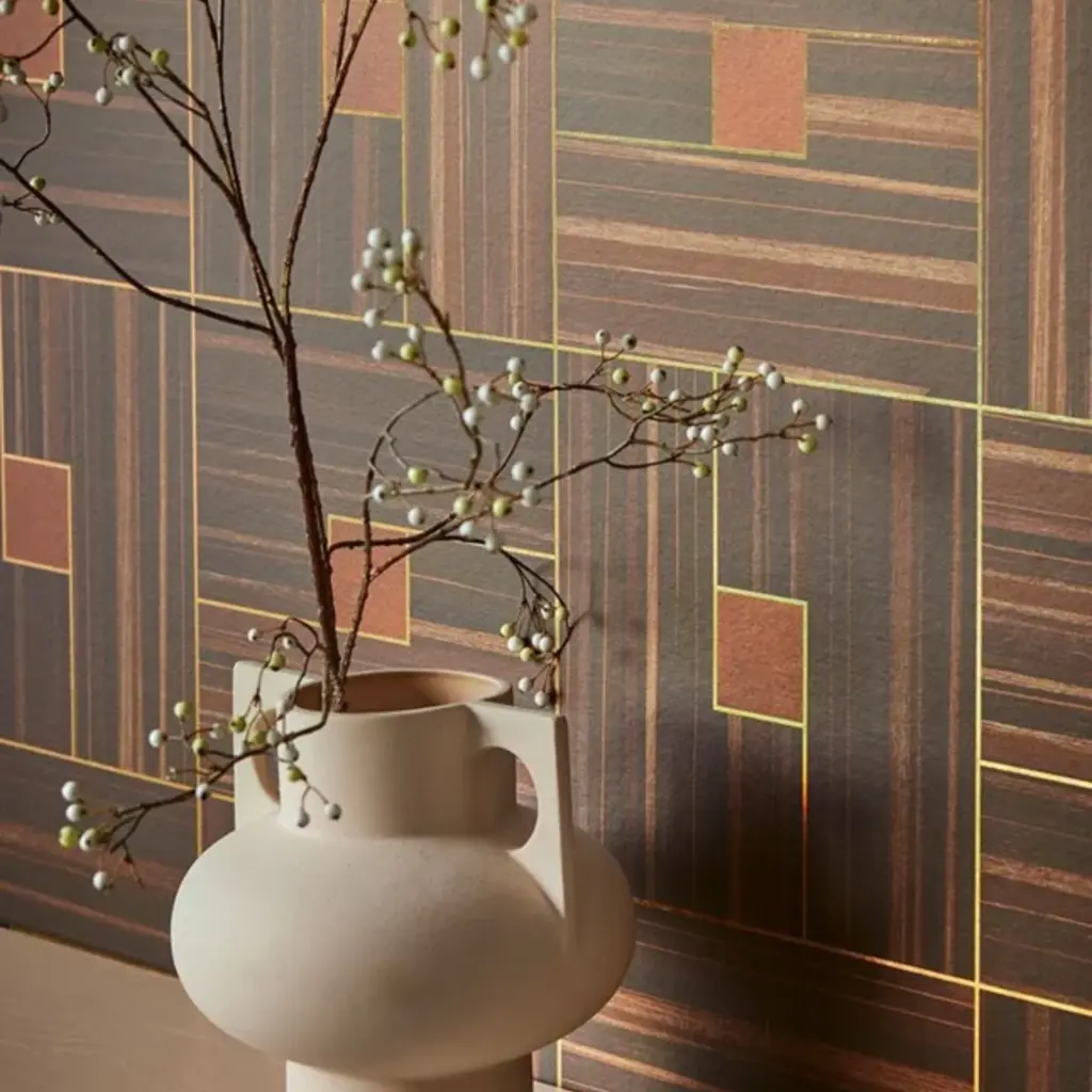 Eijffinger Eijffinger Gilded Wallpower Veneer Blocks Chocolate 340183