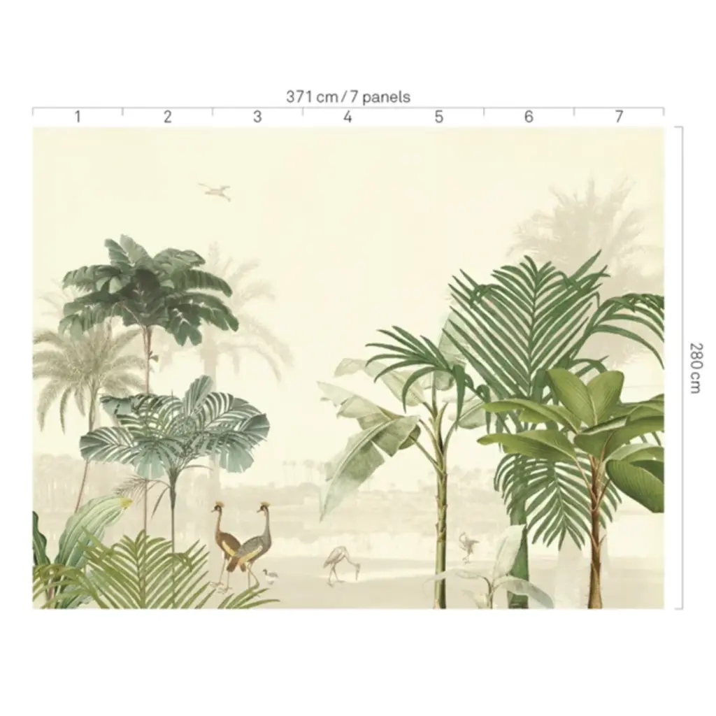 Eijffinger Eijffinger Oasis Wallpower Lush Lagoon Large Warm White 317400