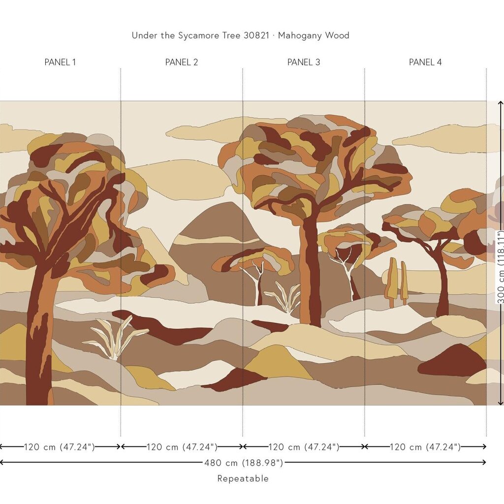 Arte Arte Emblème behang Under The Sycamore Tree Mahogany Wood 30821