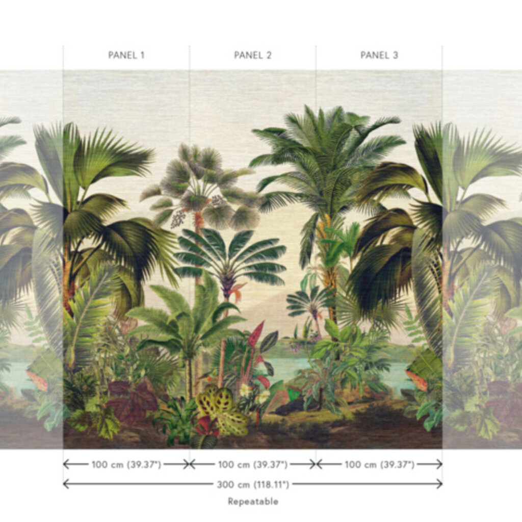 Arte Arte Les Naturels wandpaneel Réverie Tropicale Jungle Green 26770