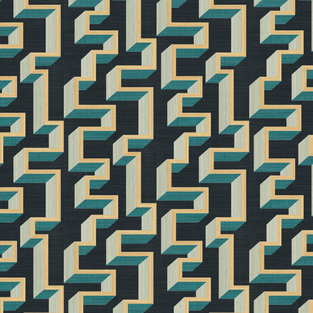 Arte Arte Marqueterie behang Detour Gold Teal 72703