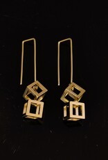 Earrings double cubes gold-plated