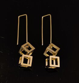 Earrings double cubes gold-plated