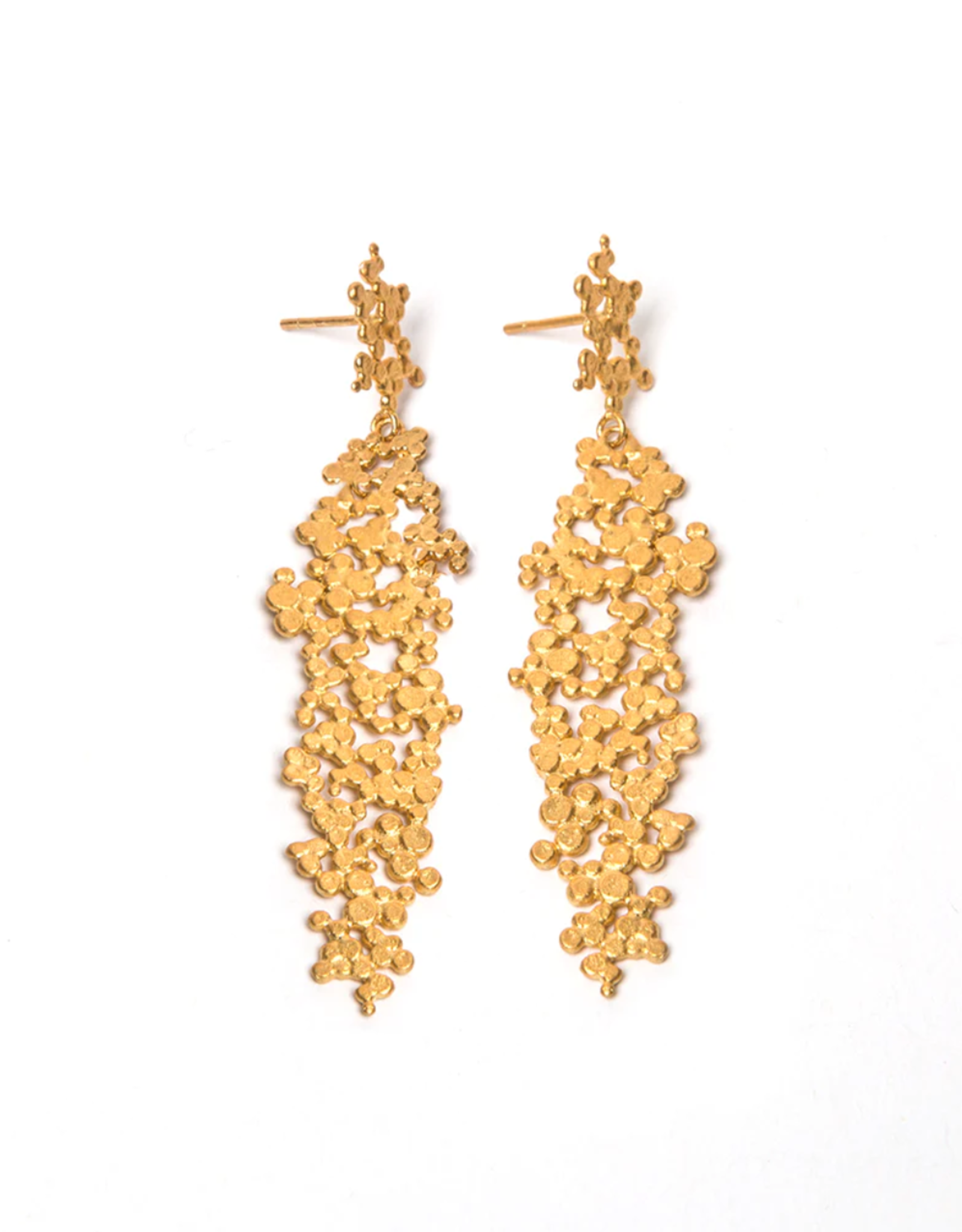 Post earrings pendant granulé gold-plated