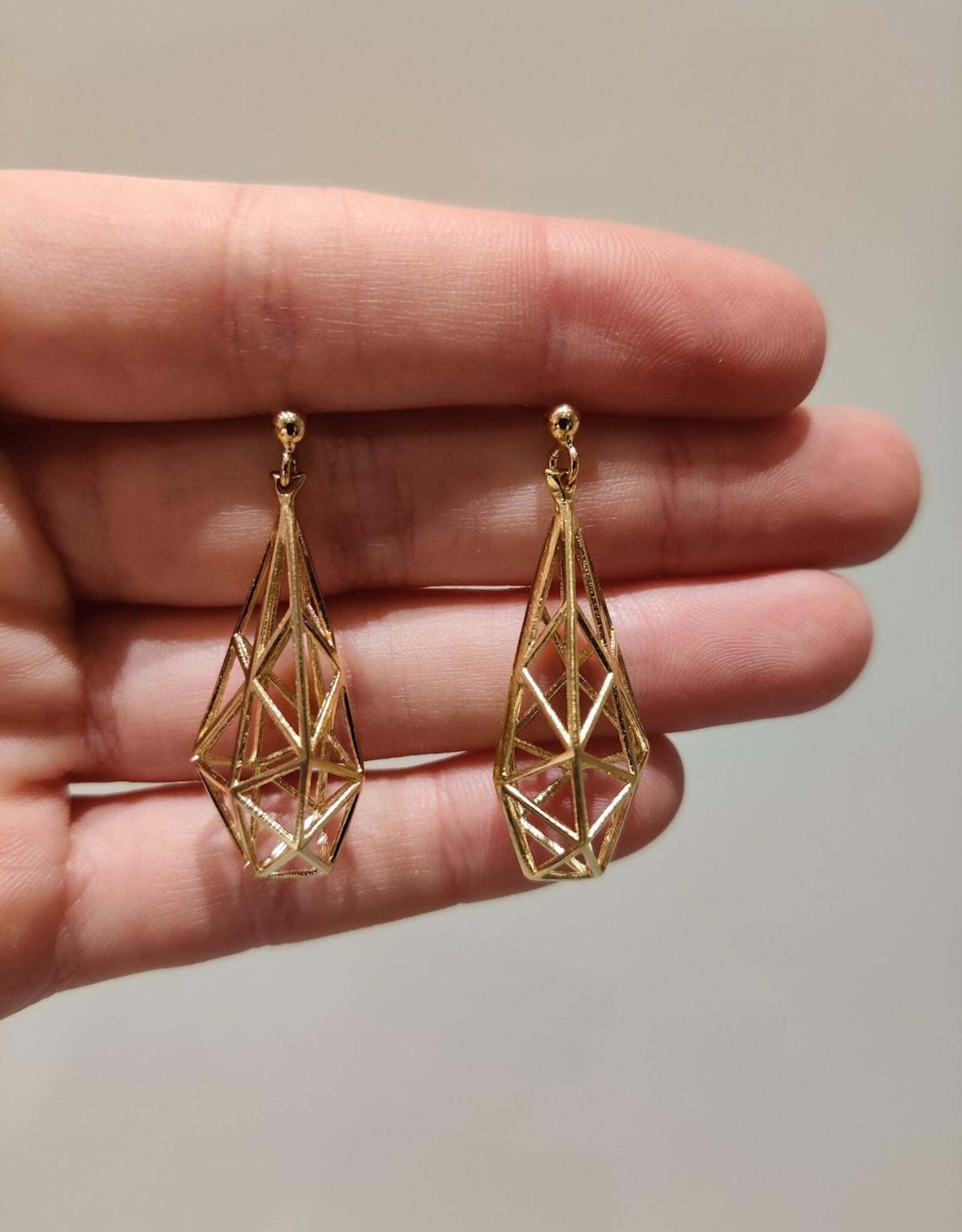 Earrings 3D pendant gold-plated