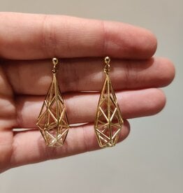 Earrings 3D pendant gold-plated