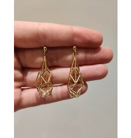 Earrings 3D pendant gold-plated
