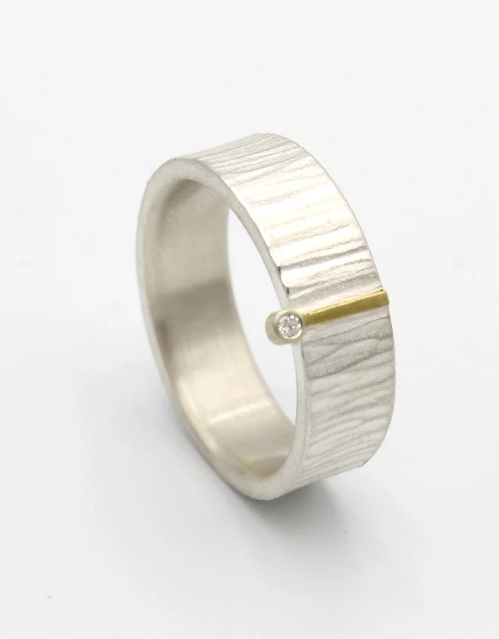 Ring Goldplate Diamond Hammered