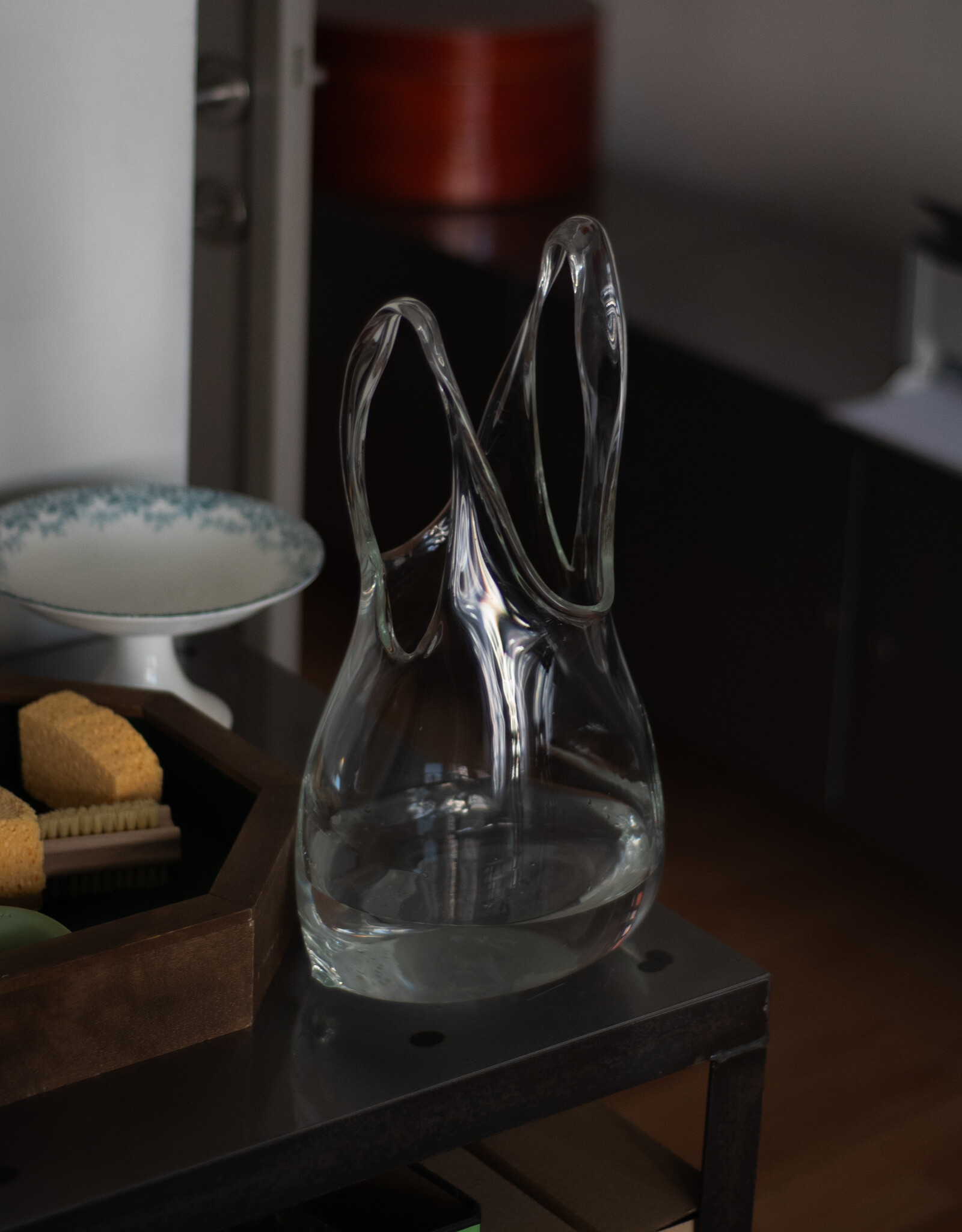 Plastic bag-shaped glass vase