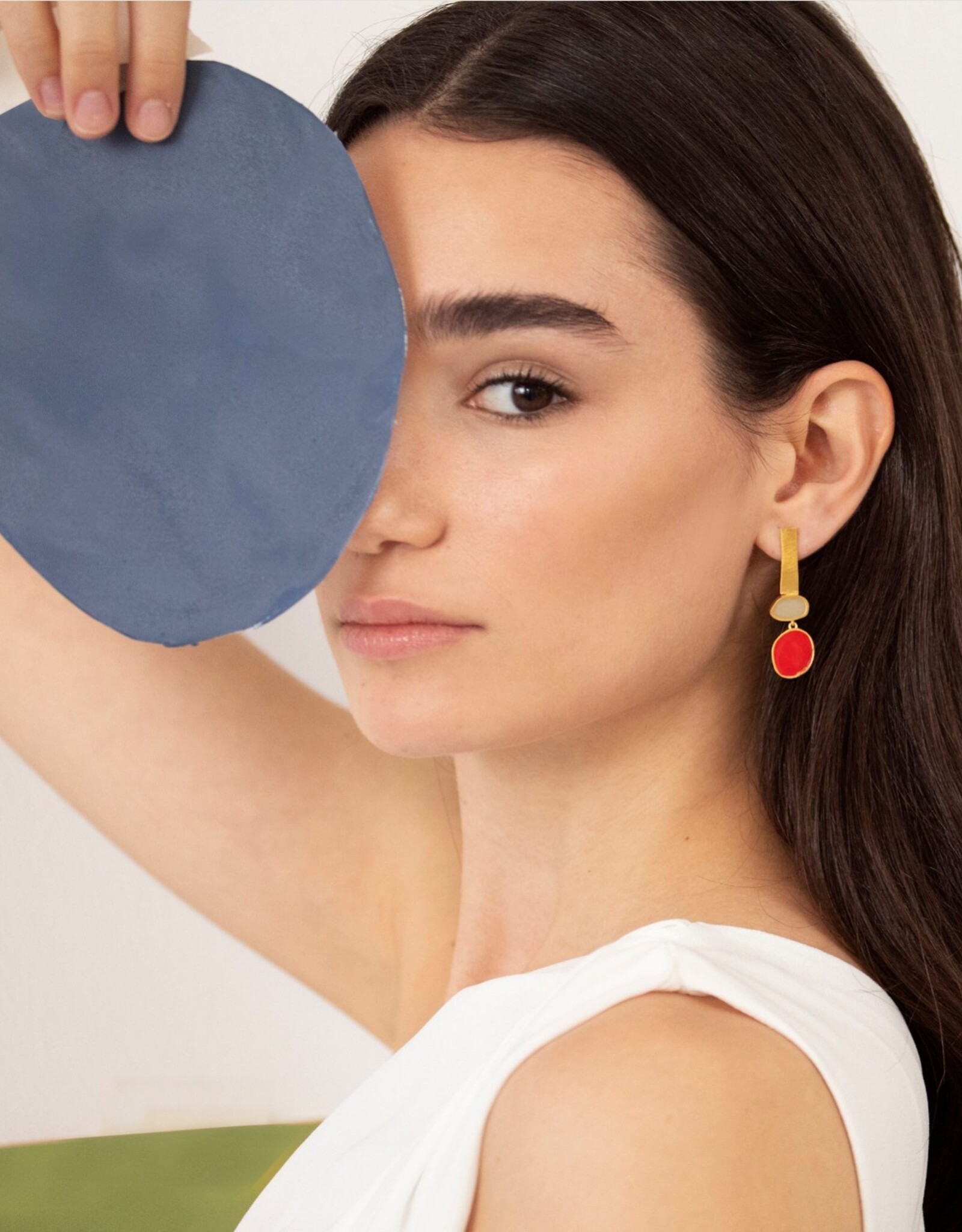 Oorbellen Collage Rood-Mauve