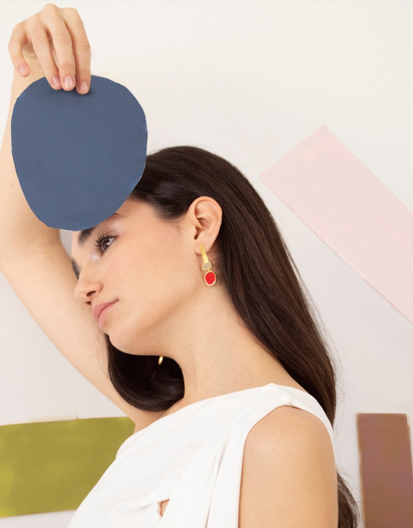 Earrings Collage Red-Mauve