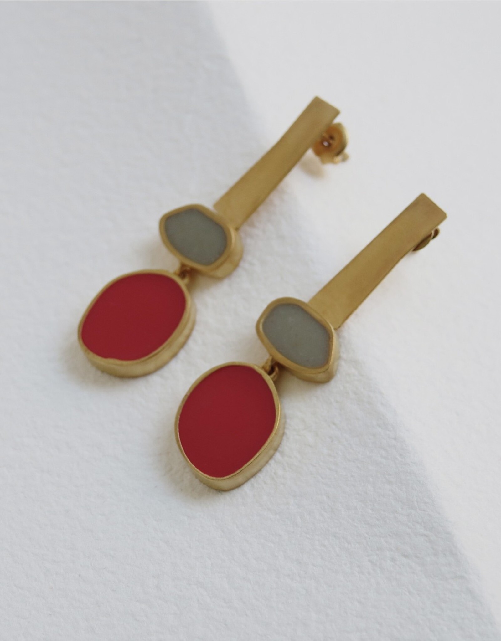 Earrings Collage Red-Mauve