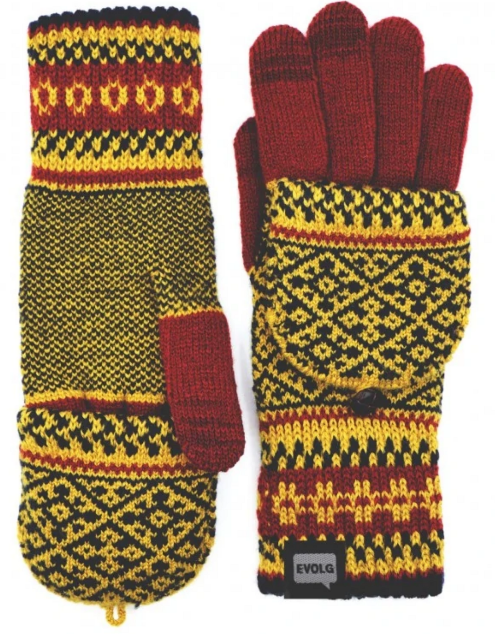 Gloves Touchscreen Brown Red/Yellow Integrated Mutton