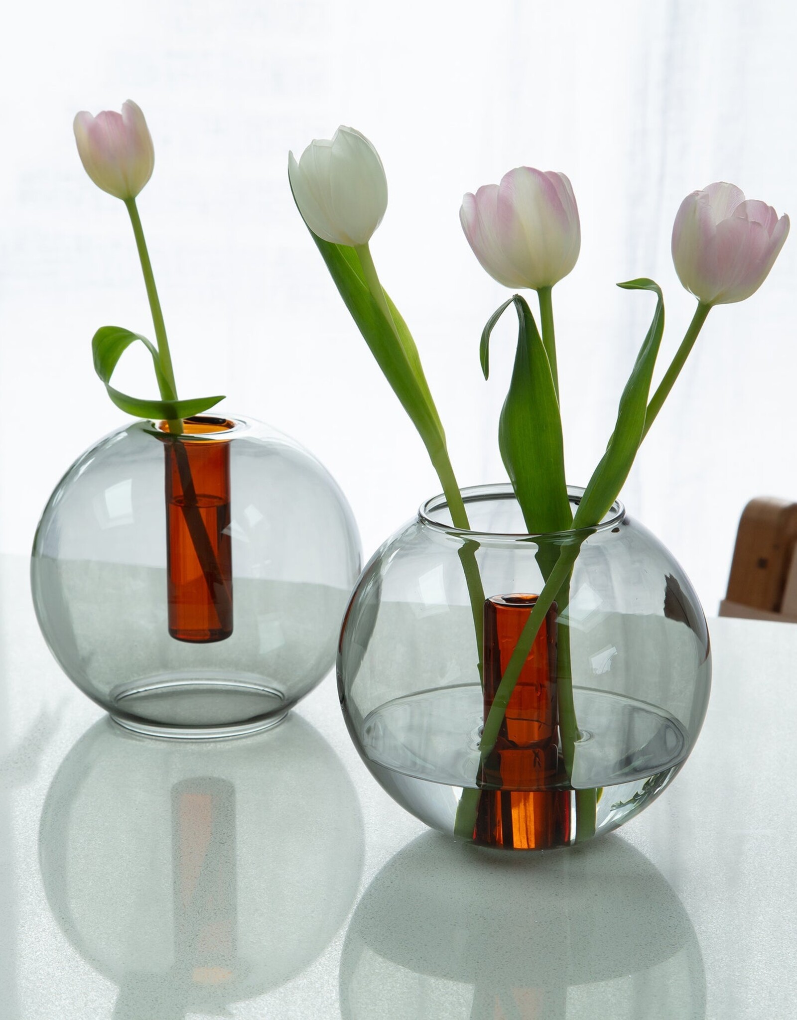 Omkeerbare Bubble Vaas Grijs-Amber