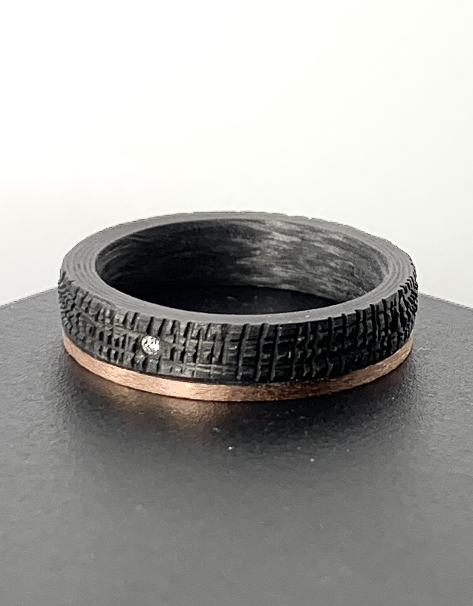 Ring Carbon Diamant Rood Goud