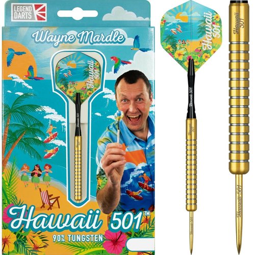 Legend Darts Wayne Mardle Hawaii 501 90% Gold Freccette Steel Darts
