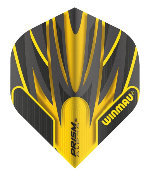 Winmau Prism Alpha Dart Flights - Black & Yellow Extra Thick Design, 10 Sets (30 Flights Total)