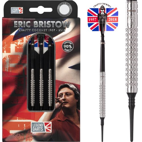 Legend Darts Eric Bristow Crafty Cockney 90% Silver Knurled Freccette Soft Darts