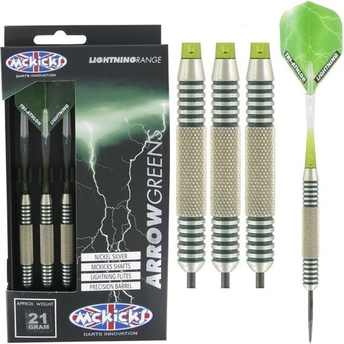McKicks McKicks Arrow Greens Silver 21G. Freccette Steel Darts