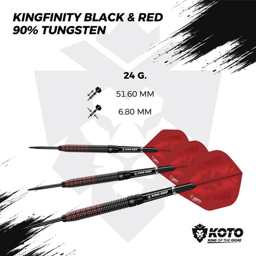 KOTO KOTO Kingfinity Black & Red 90% Freccette Steel Darts