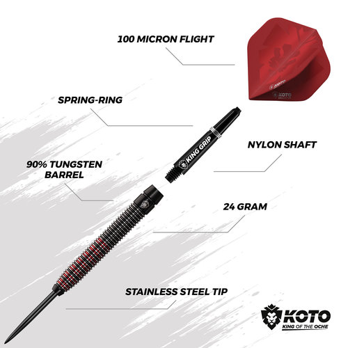 KOTO KOTO Kingfinity Black & Red 90% Freccette Steel Darts