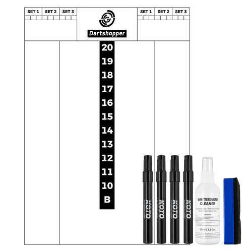 Dartshopper Dartshopper Flex Scorebord 40x30cm + Whiteboard Marker Set Black