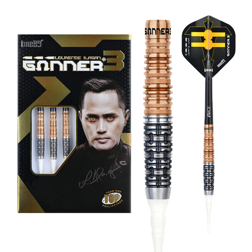 ONE80 ONE80 Gunner 3 Lourence Ilagan Black Rose Gold 90% Freccette Soft Darts