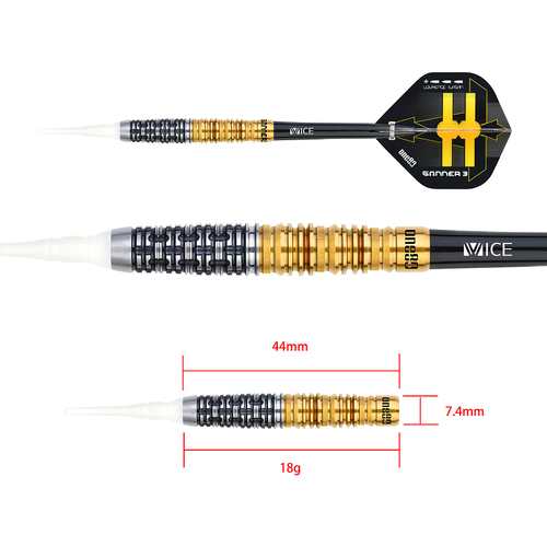 ONE80 ONE80 Gunner 3 Lourence Ilagan Black Gold 90% Freccette Soft Darts
