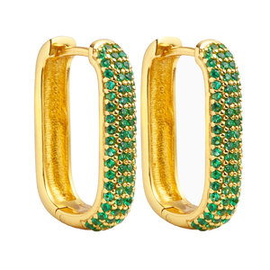 Eline Rosina ICON PAVE HOOPS - GOLD/GREEN