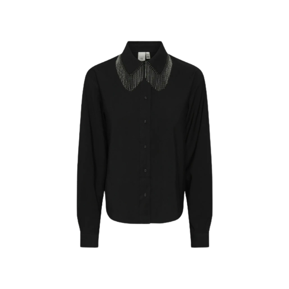 Y.A.S FRIMA FRINGLE BLOUSE - BLACK