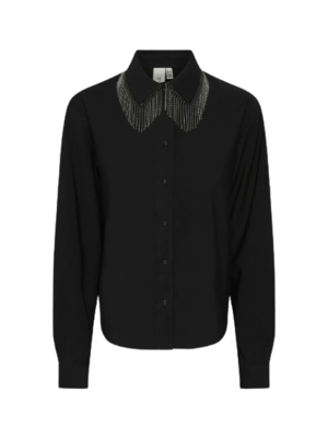 Y.A.S FRIMA FRINGLE BLOUSE - BLACK