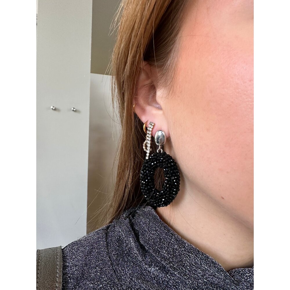 Day & Eve OVAL EARRING - BLACK/SILVER