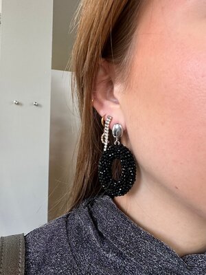 Day & Eve OVAL EARRING - BLACK/SILVER