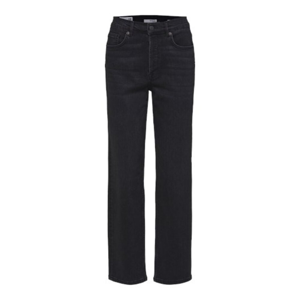 Selected Femme SLFMARIE HW STRAIGHT JEANS - BLACK