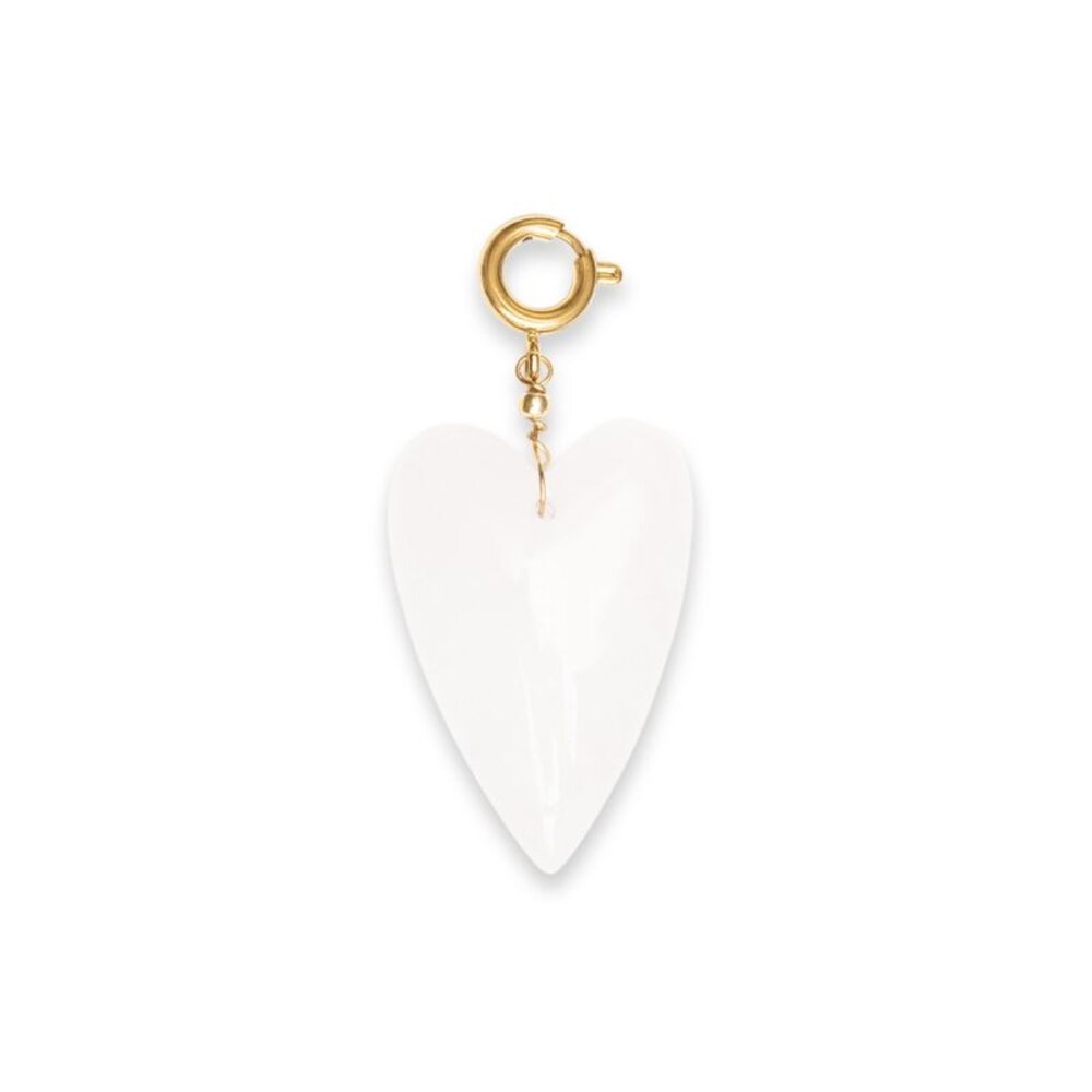 Le Veer WHITE HEART CHARM - WHITE/GOLD